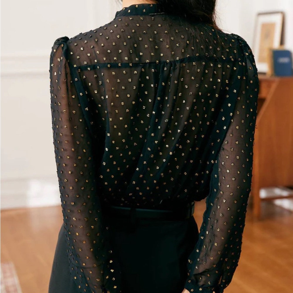 Rihoas Black See Through Double Layers Shirt